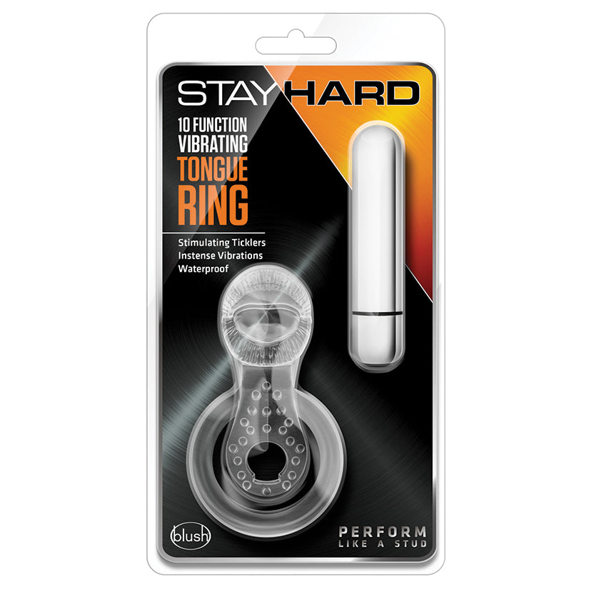 Stay Hard 10 Function Vibrating Tongue Ring-Clear
