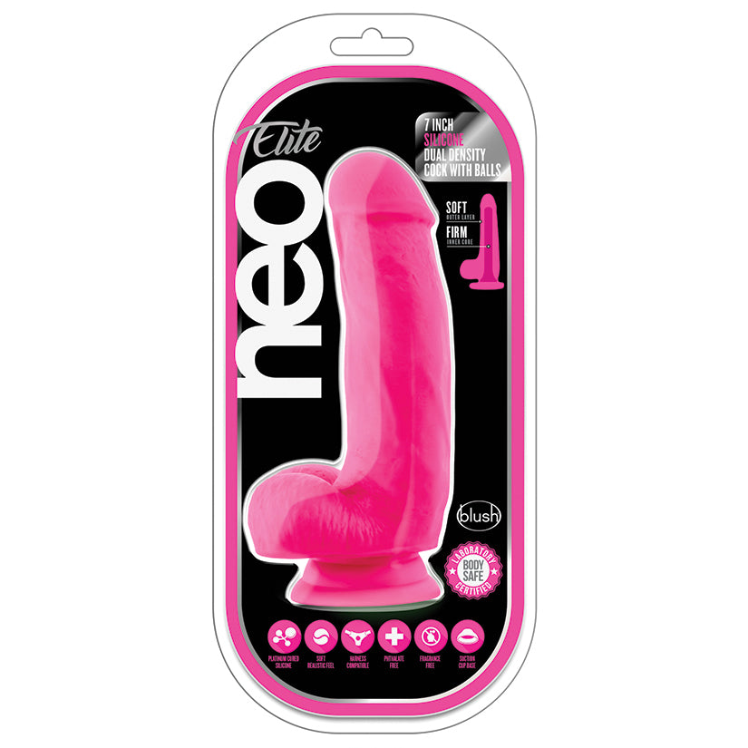 Neo Elite Silicone Dual Density Cock With Balls 7"