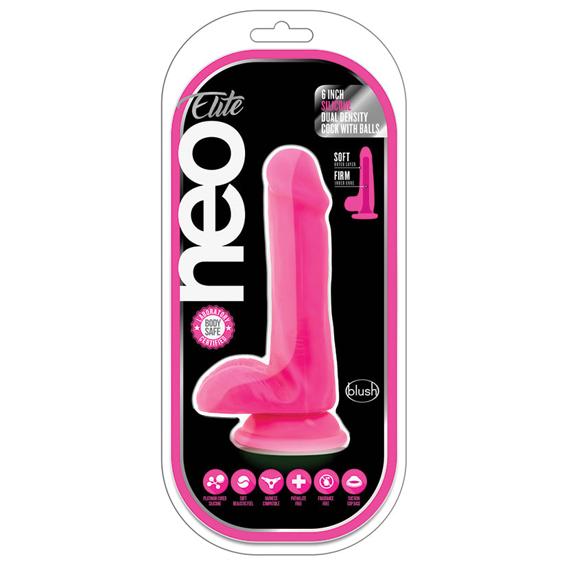 Neo Elite Silicone Dual Density Cock With Balls 6"