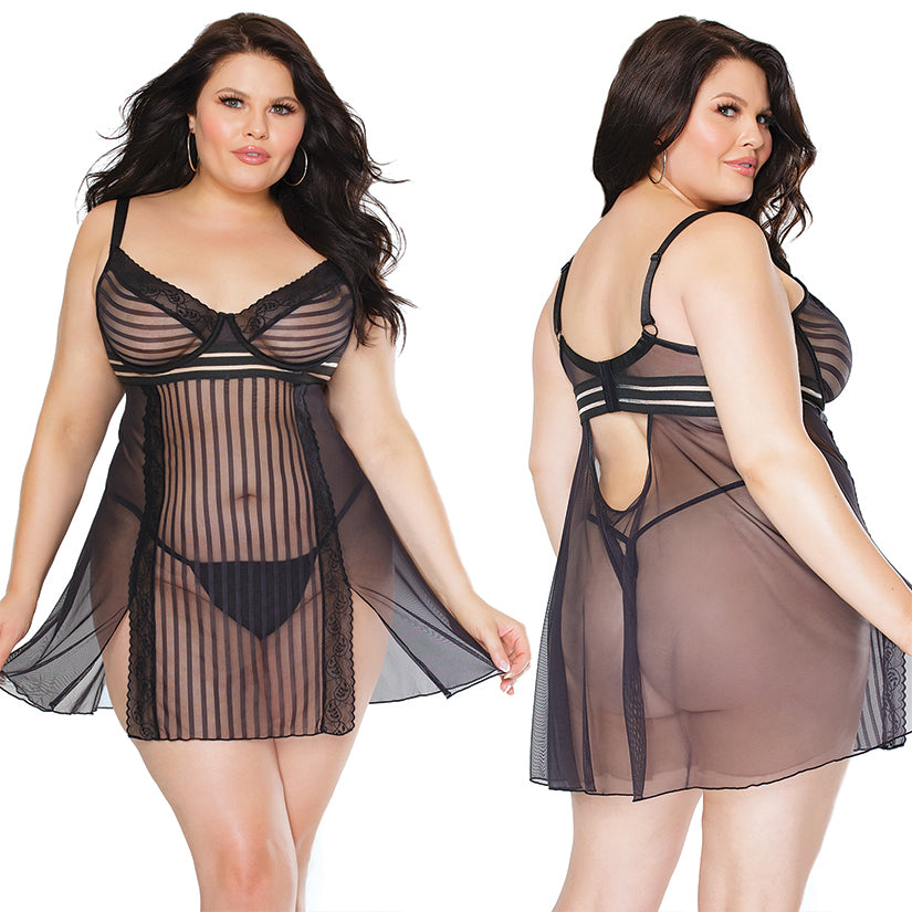 Babydoll & G-String Set-Black