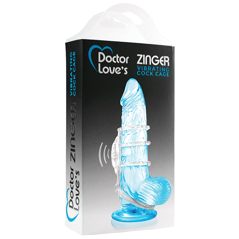 Doctor Love's Zinger Vibrating Cock Cage-Blue