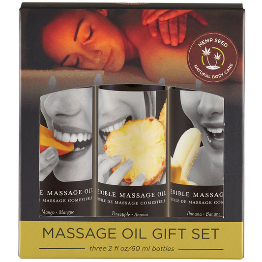Earthly Body Edible Massage Oil-Tropical Gift Set (3-2oz)