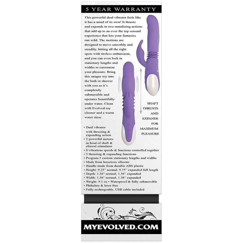 Evolved Thick & Thrust Silicone Bunny-Purple 9"