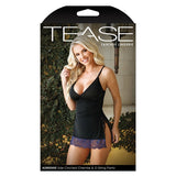 Fantasy Lingerie Tease Adrienne Side Cinched Chemise-Black 3X/4X-Boxed