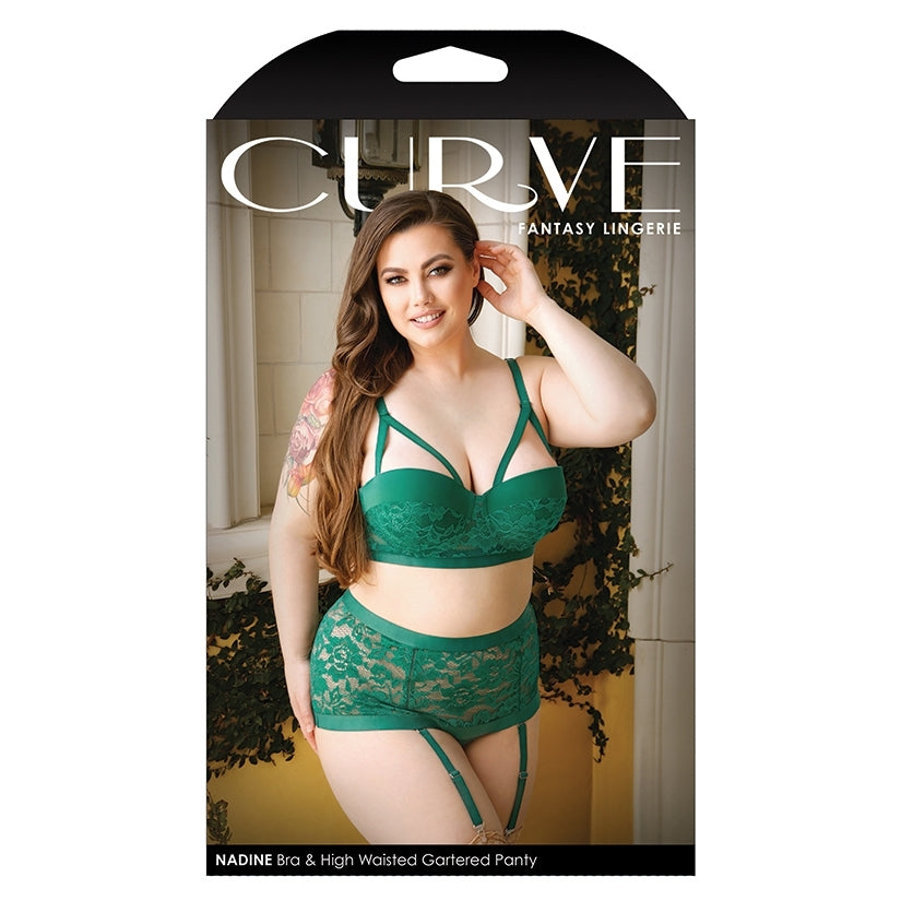 Nadine Contour Bra & Gartered Panty-Emerald