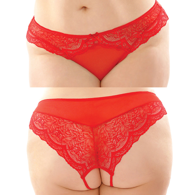 Cassia Crotchless Panty-Red