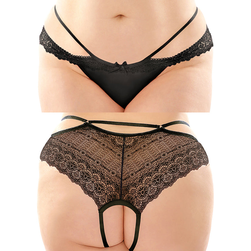 Posey Strappy Crotchless Panty-Black