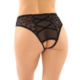 Daisy Crotchless Lace Panty-Black