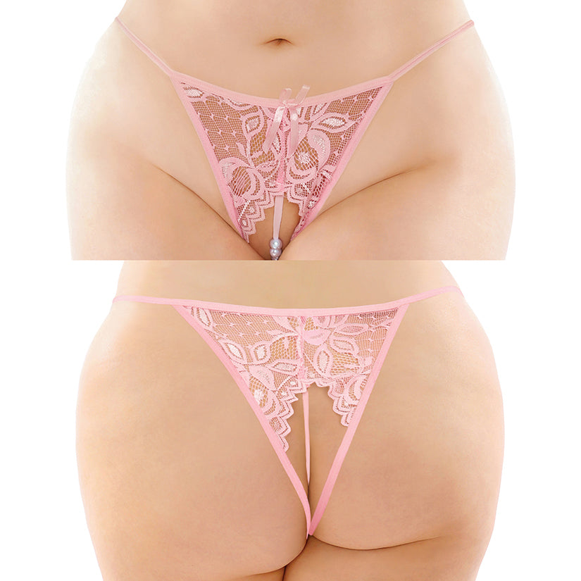 Calla Crotchless Pearl Panty-Light Pink