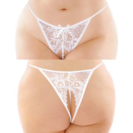 Calla Crotchless Pearl Panty-White