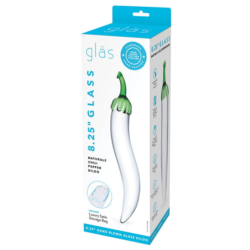 Glas Glass Naturals Chili Pepper Dildo-Clear 8"