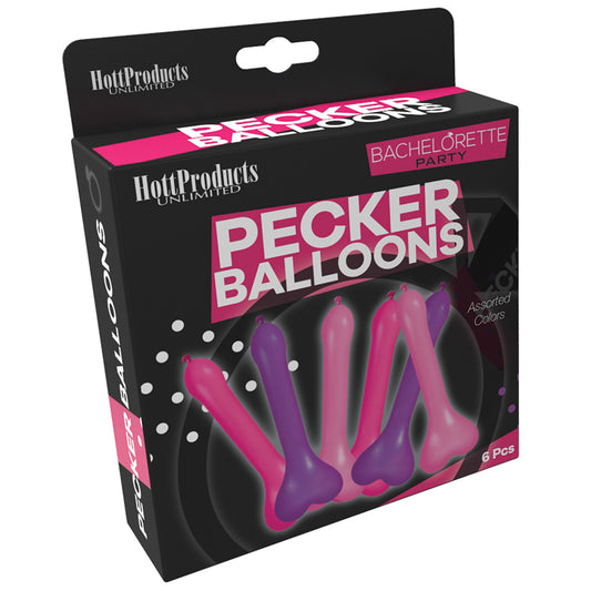 Bachelorette Party Pecker Balloons-Assorted Colors (6 Pack)