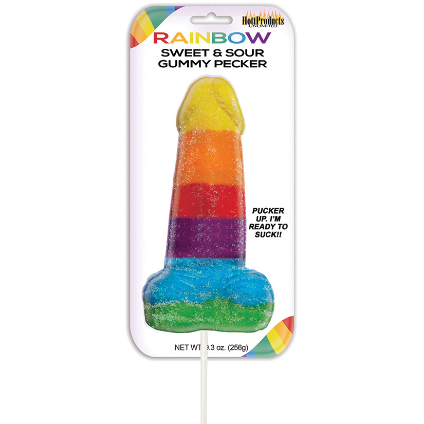 Rainbow Sweet & Sour Gummy Pecker Pop