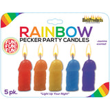 Rainbow Pecker Party Candles-Assorted 5pk