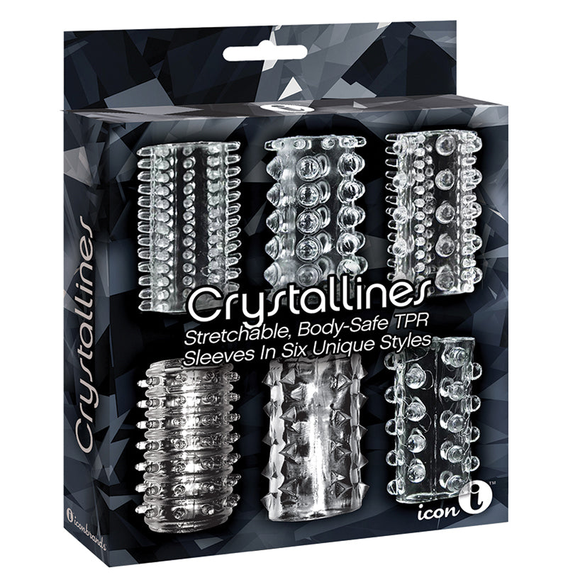 The 9'S Crystalline TPR Cock Sleeves-Clear 6pk