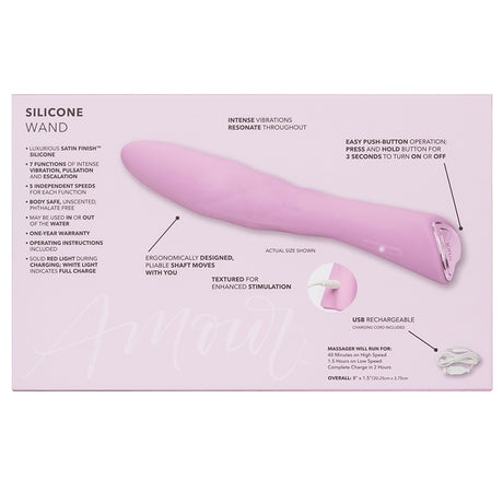 Amour Silicone Wand-Pink 8"