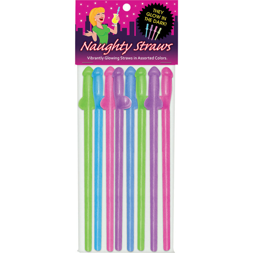 Naughty Straws-Glow In The Dark 8pk