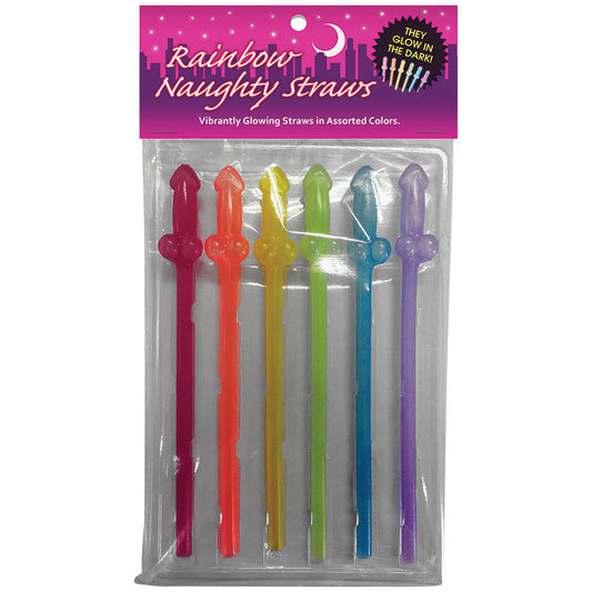 Rainbow Naughty Straws-Glow In The Dark (6pk)