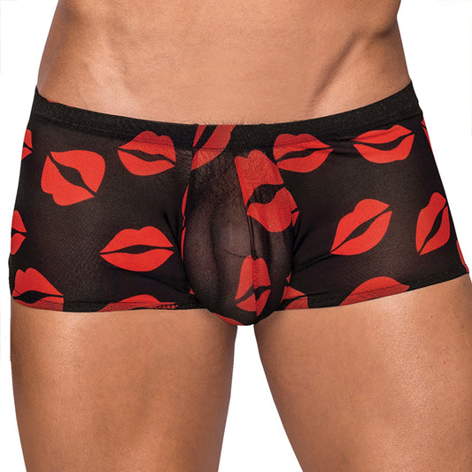 Male Power Kiss Me Mini Shorts-Black