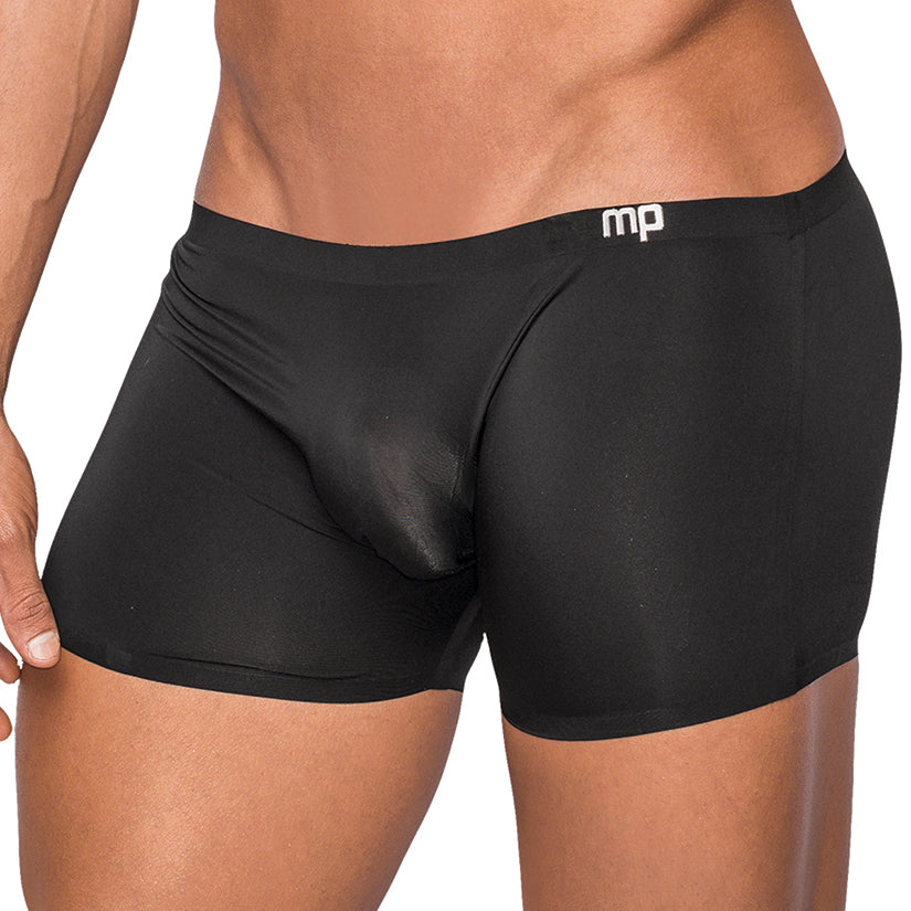 Male Power Seamless Sleek Short W/ Sheer Pouch-Black Medium