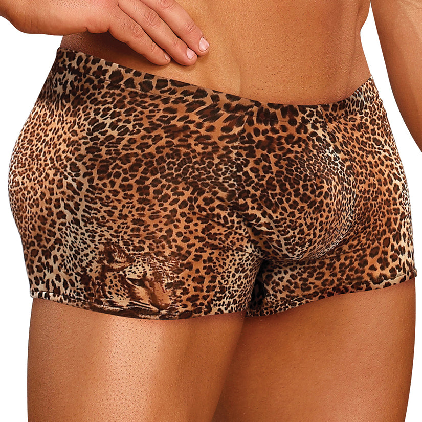 Male Power Animal Pouch Short-Brown Leopard