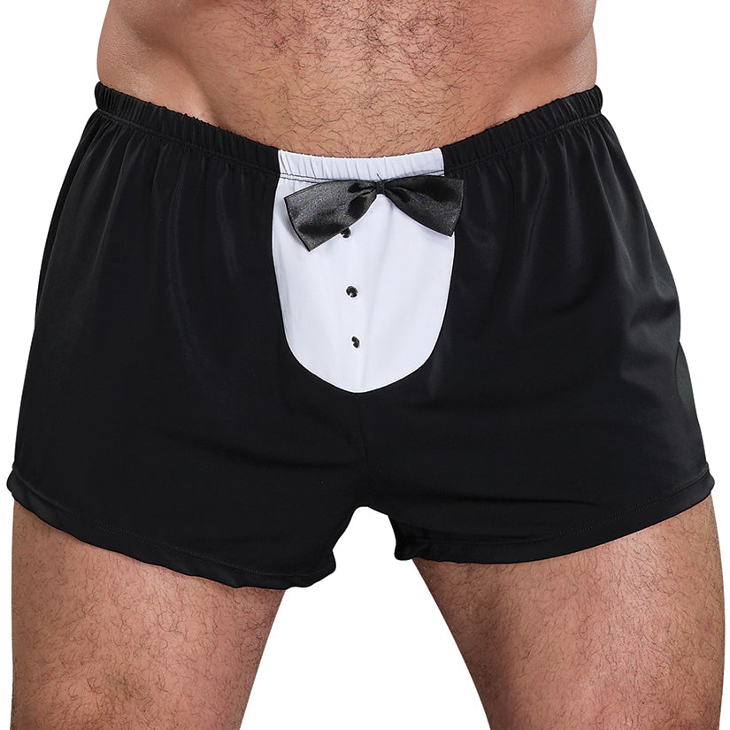 Male Power Novelty Tuxedo Boxer-Black One Size