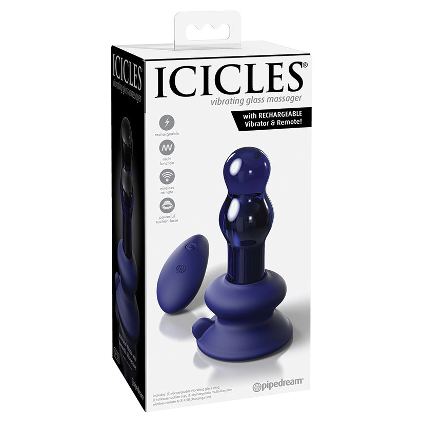 Icicles No.83 With Rechargeable Vibrator & Remote-Blue