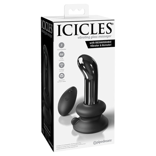 Icicles No.84 With Rechargeable Vibrator & Remote-Black