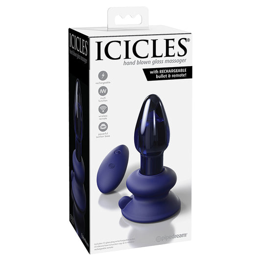 Icicles No.85 With Rechargeable Vibrator & Remote-Blue