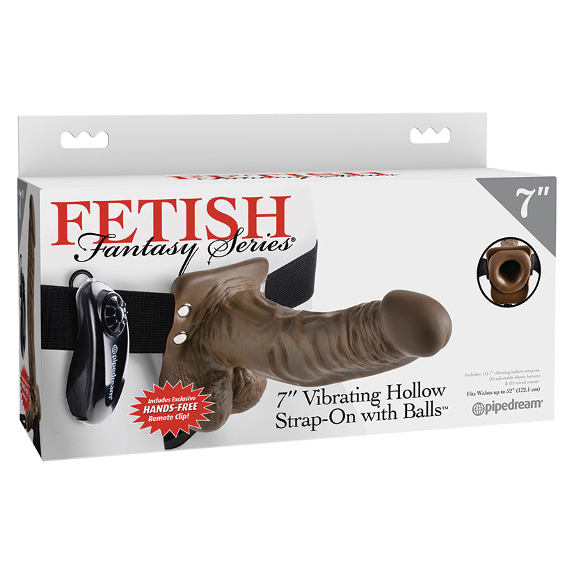 Fetish Fantasy Series Vibrating Hollow Strap-On-Chocolate 7"