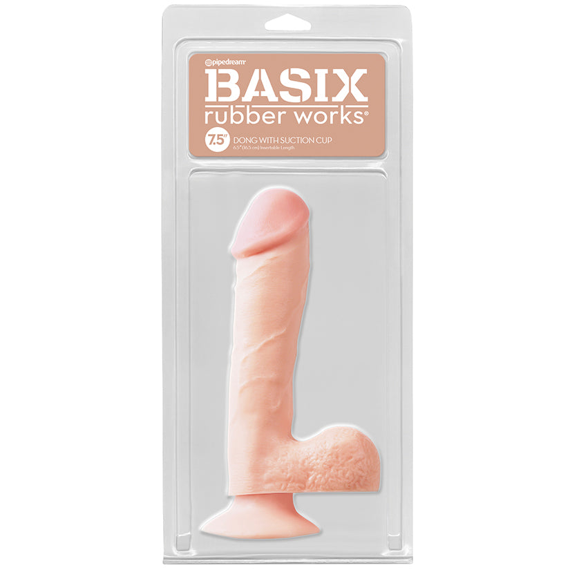 Basix Rubber Works Dong With Suction Cup-Light 7.5"