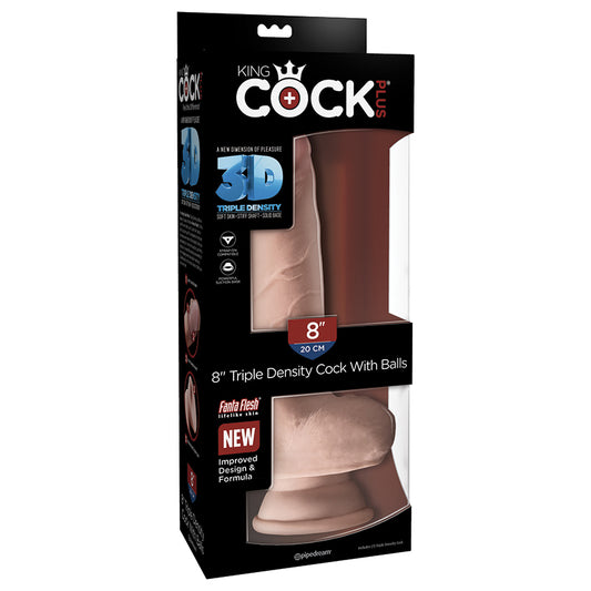 King Cock Plus Triple Density Fat Cock With Balls-Light 8"