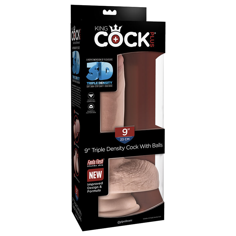 King Cock Plus Triple Density Cock With Balls-Light 9"