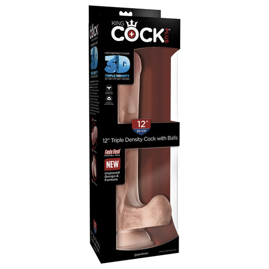 King Cock Plus Triple Density Cock With Balls-Light 12"