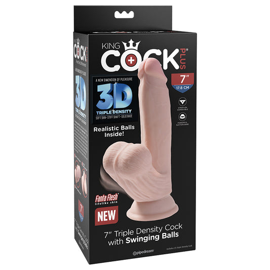King Cock Plus Triple Density Cock With Swinging Balls 7"