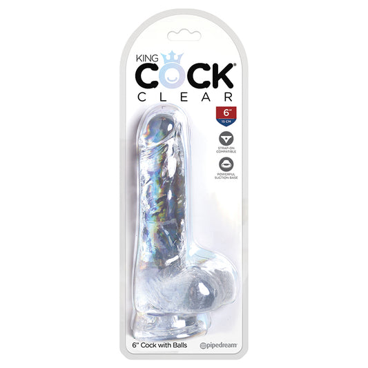 King Cock Clear With Balls 6"