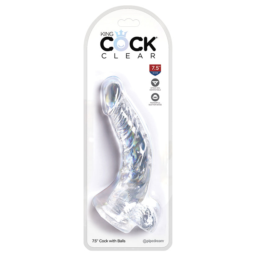 King Cock Clear With Balls 7.5"