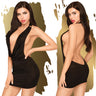 Heart Rob Deep Cowl Neck Mini Dress With Thong