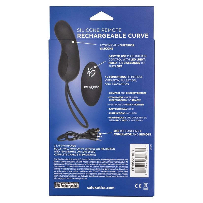 Remote Silicone Rechargeable Curve Bullet-Black