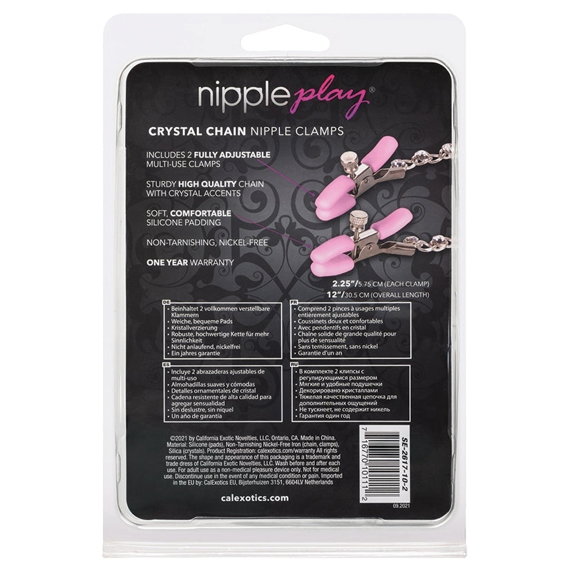 Nipple Play Crystal Chain Nipple Clamps-Pink