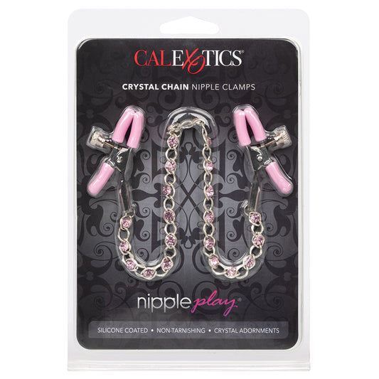 Nipple Play Crystal Chain Nipple Clamps-Pink