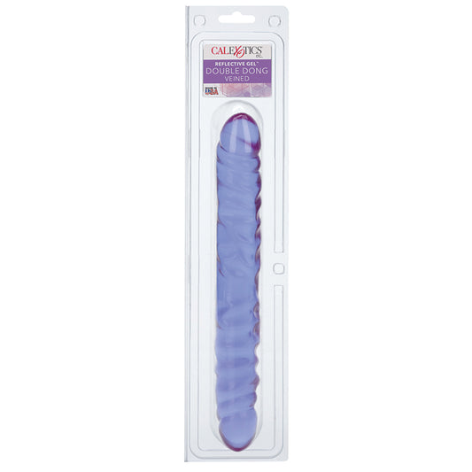 Reflective Gel Veined Double Dong-Purple 12"