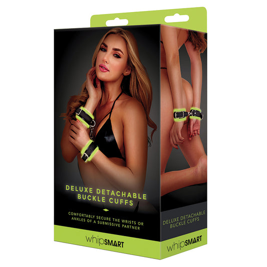 Whip Smart Glow In The Dark Deluxe Detachable Buckle Cuffs