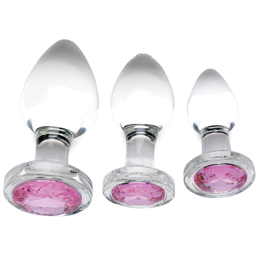 Booty Sparks Pink Gem Glass Anal Plug Set