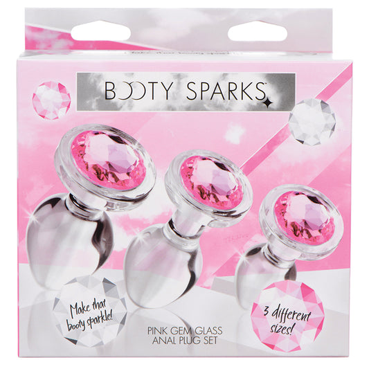 Booty Sparks Pink Gem Glass Anal Plug Set