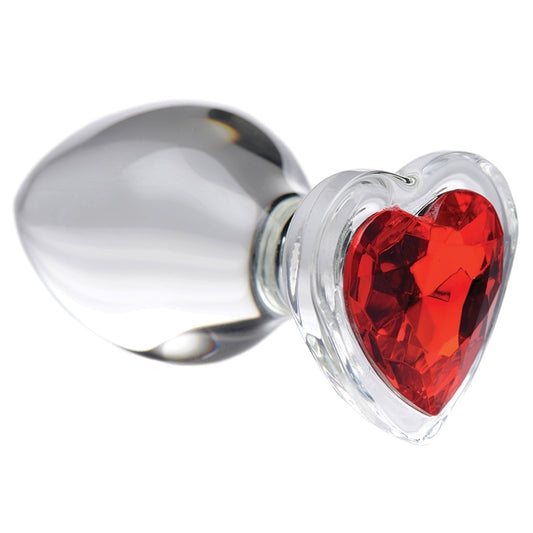Booty Sparks Red Heart Gem Glass Anal Plug
