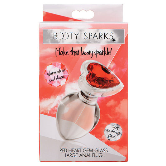 Booty Sparks Red Heart Gem Glass Anal Plug