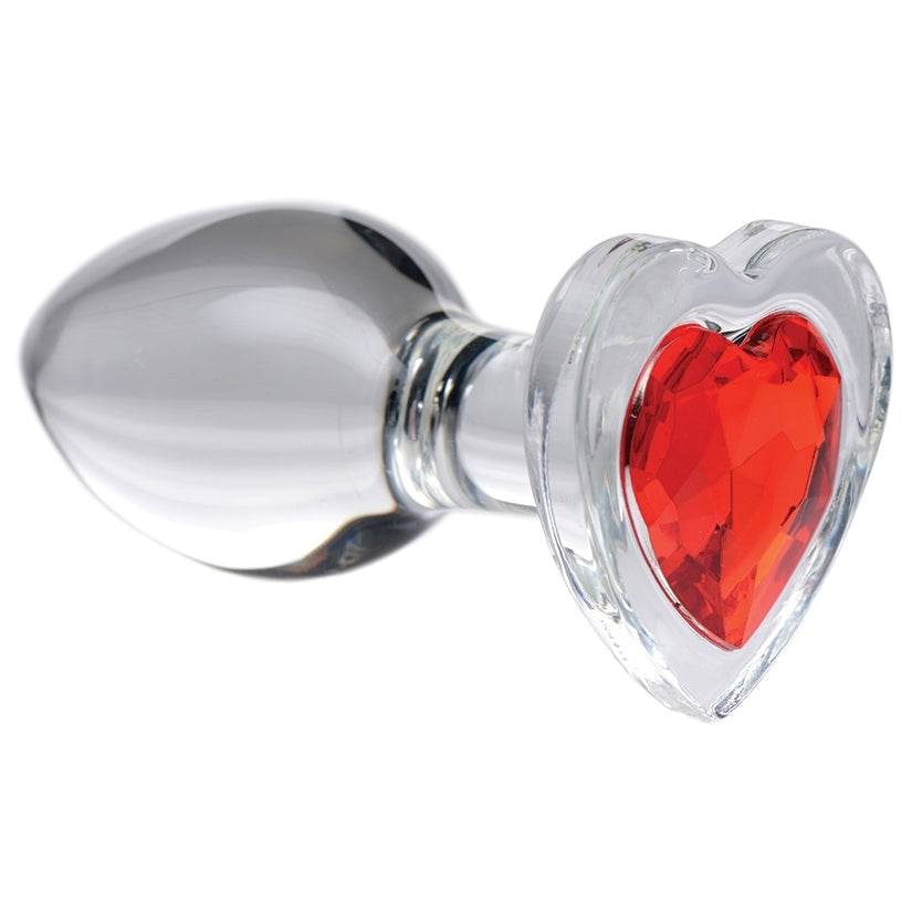 Booty Sparks Red Heart Gem Glass Anal Plug