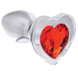 Booty Sparks Red Heart Gem Glass Anal Plug