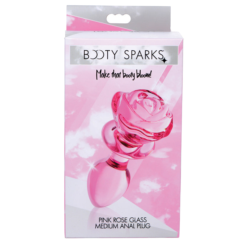 Booty Sparks Pink Rose Glass Anal Plug